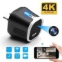 Cargador USB Cámara Espía 4K WiFi Visión Nocturna Blanco