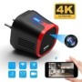 Cargador de pared USB Cámara espía 4K WiFi Visión nocturna Rojo